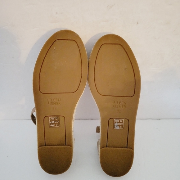 New Eileen Fisher Womens Lala Ankle Sandal 7,5 US Bronze Espadrille Flat Zip - Picture 6 of 7